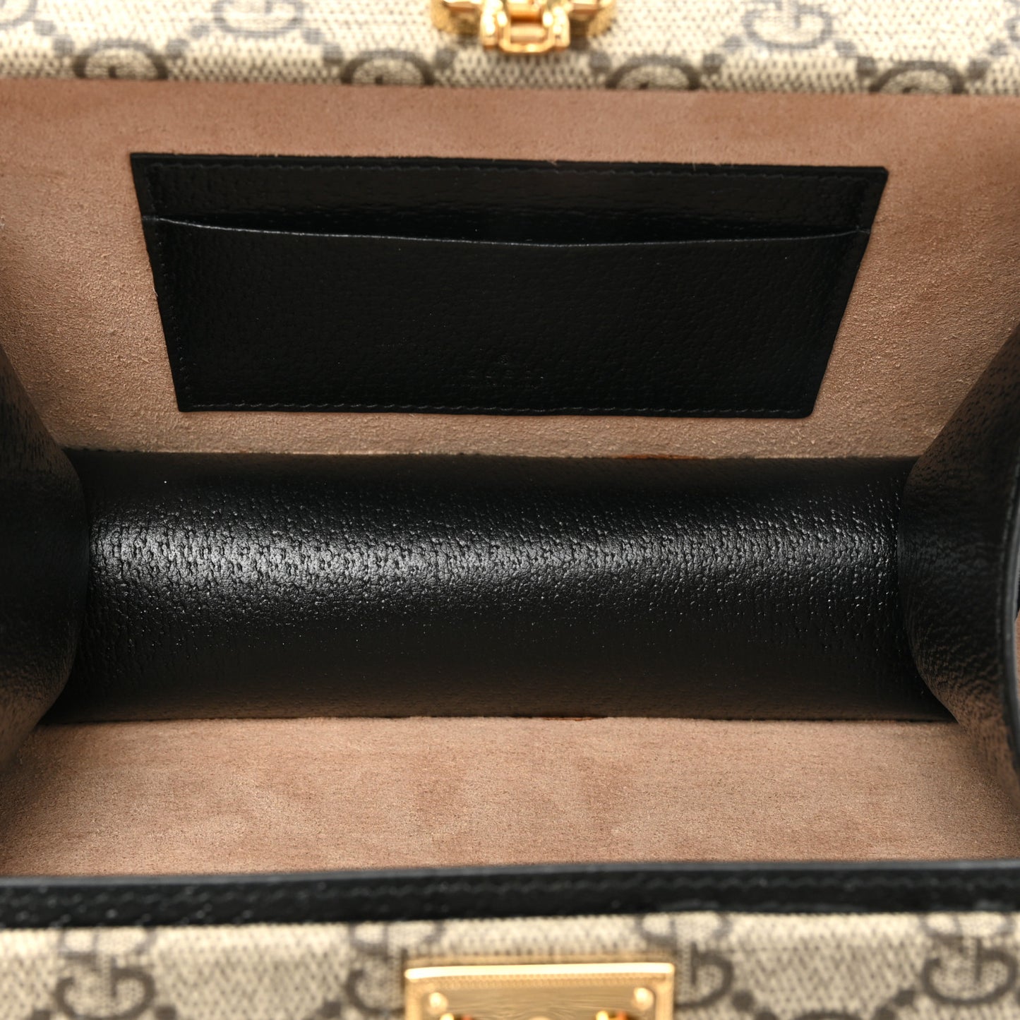 GG Supreme Monogram Textured Dollar Calfskin Mini New Basket Shoulder Bag Beige Ebony Black