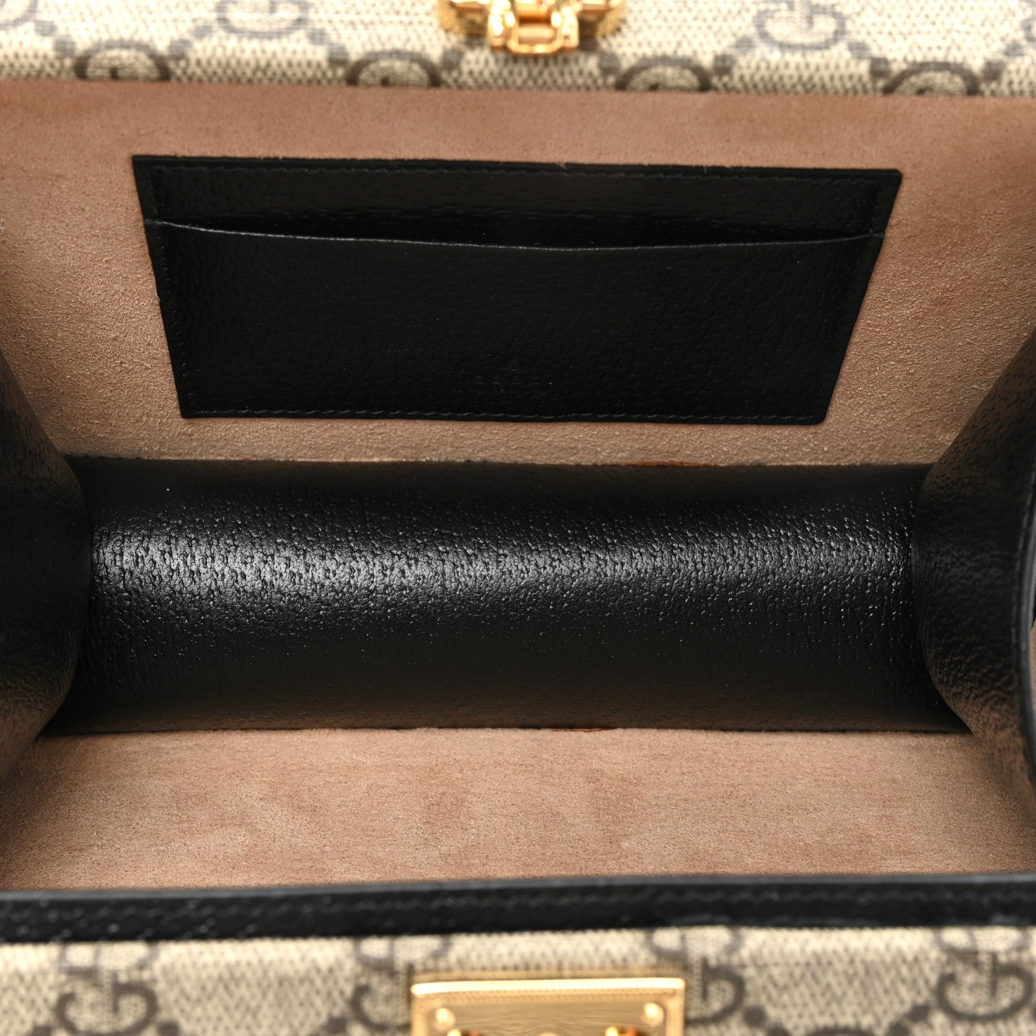 Gucci GG Supreme Monogram Textured Dollar Calfskin Mini New Basket Shoulder Bag Beige Ebony Black 5 of 12