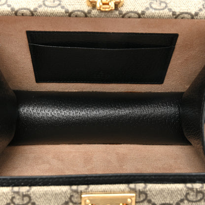 Gucci GG Supreme Monogram Textured Dollar Calfskin Mini New Basket Shoulder Bag Beige Ebony Black 5 of 12