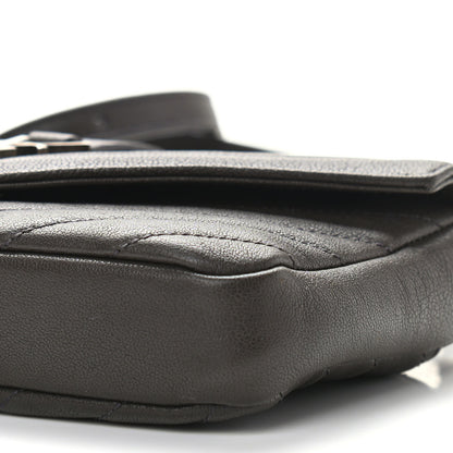 Saint Laurent Sheepskin Matelasse Chevron Monogram College Chain Wallet Coal 10 of 10