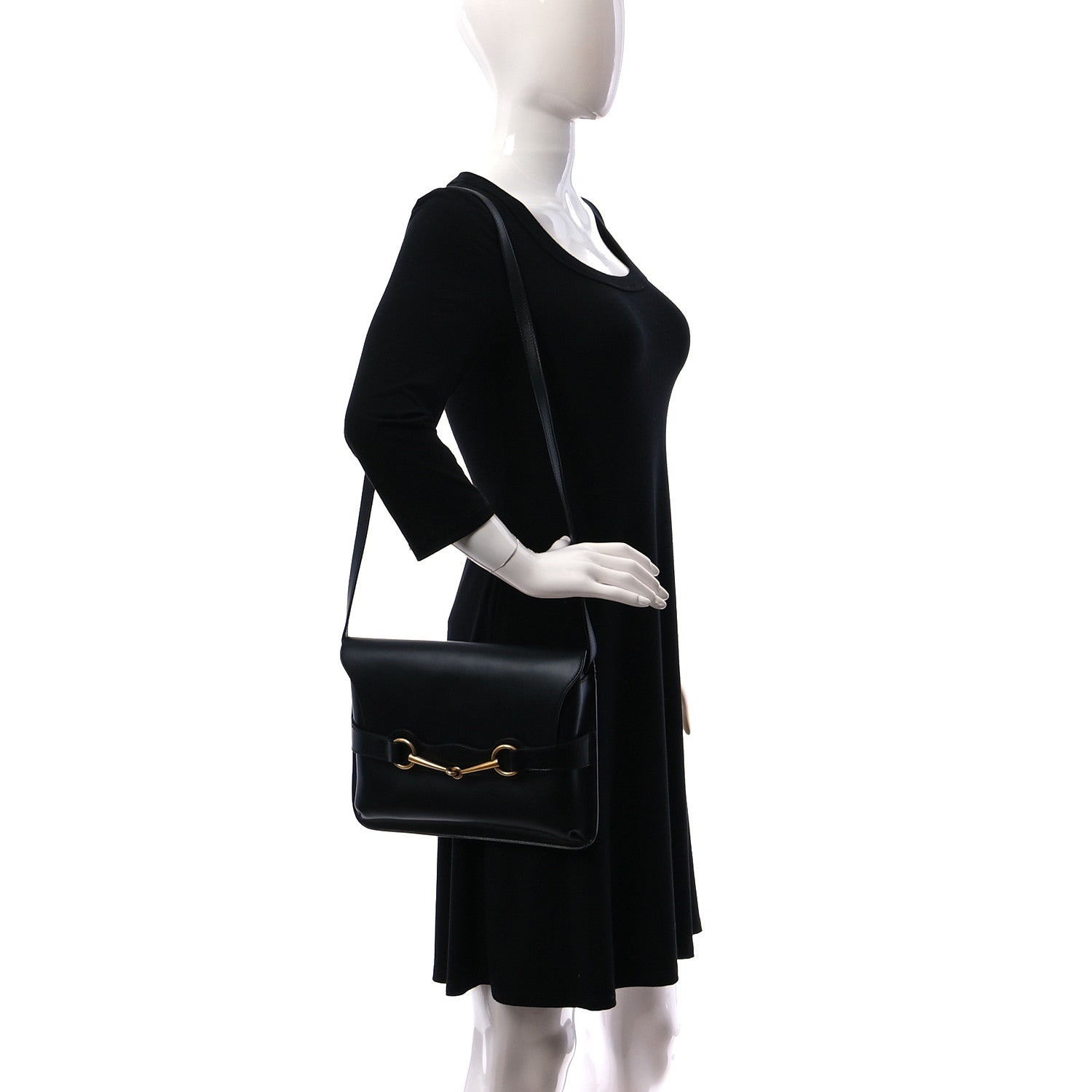 Gucci Smooth Calfskin Large Bright Bit Shoulder Bag Black 2 of 11