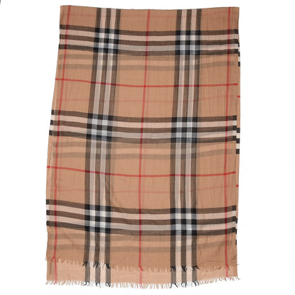 Burberry Wool Silk Gauze Giant Check Scarf Camel 3 of 4