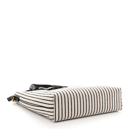 Saint Laurent Canvas Striped Toy Shopping Tote Grey Black 4 of 12