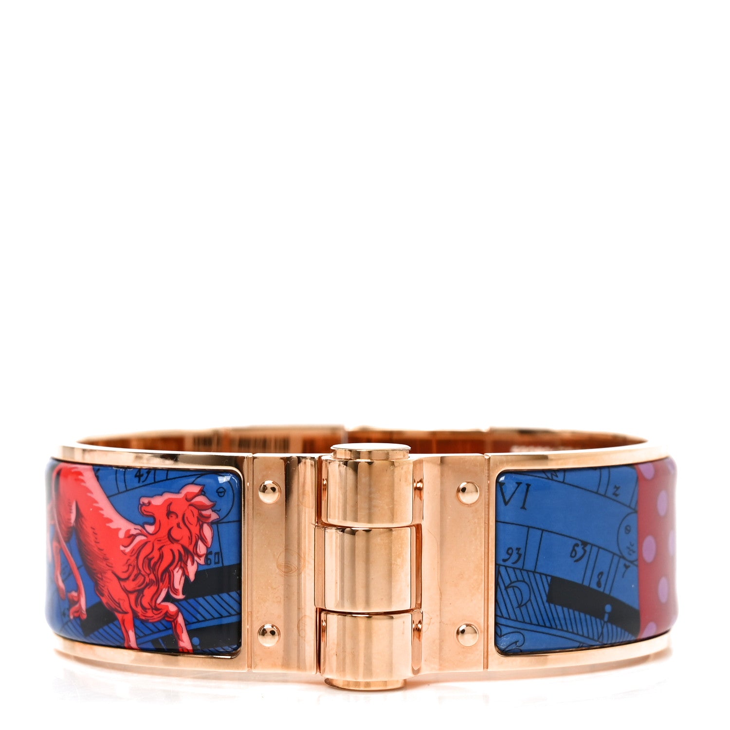 Hermes Enamel Printed Wide Charniere Astrologie A Pois Hinged Bracelet L Surnaturel 1 of 4