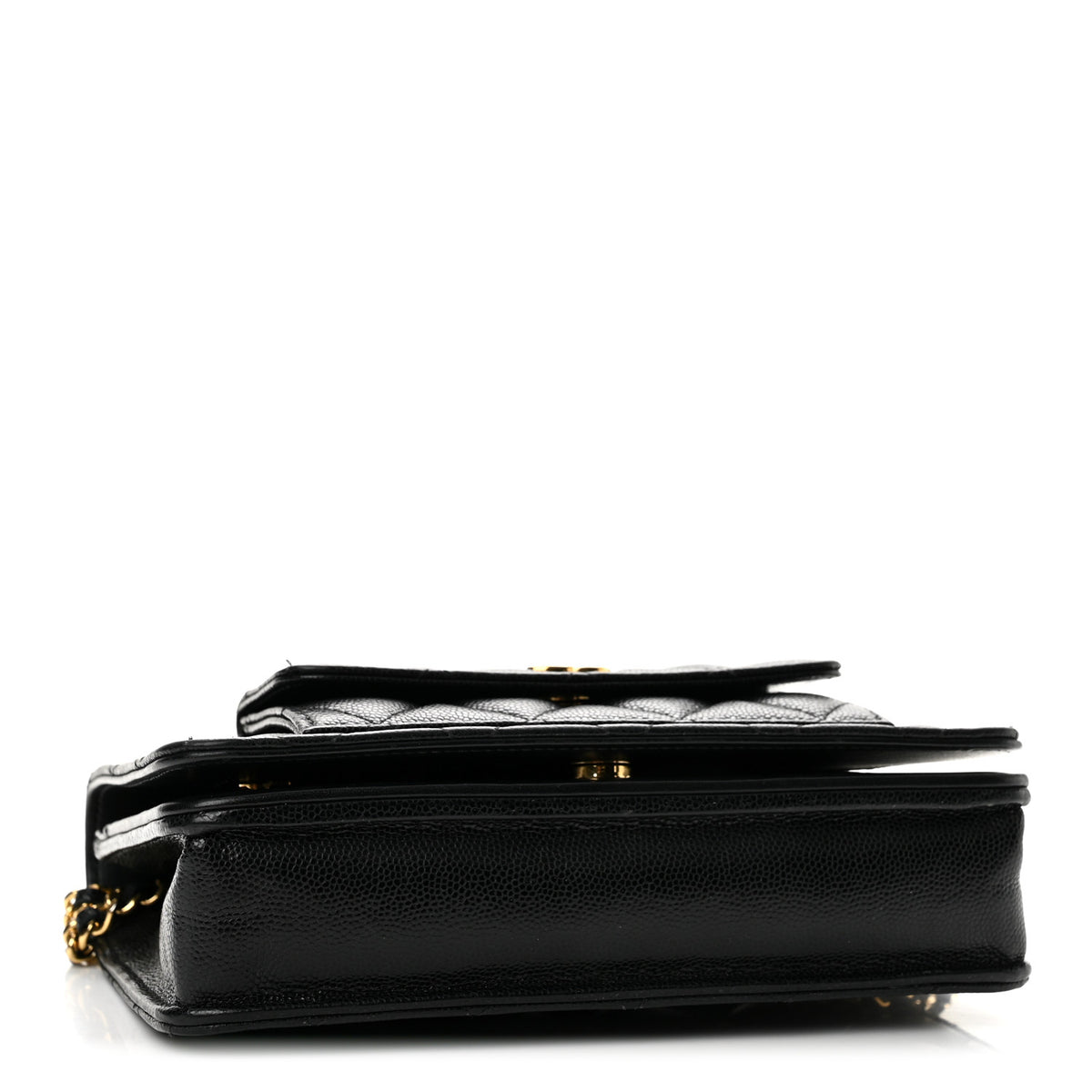 Caviar Quilted Pocket Clutch With Chain WOC Black