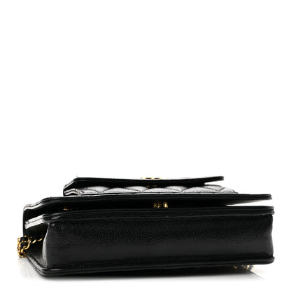 Chanel Caviar Quilted Pocket Clutch With Chain WOC Black 4 of 14