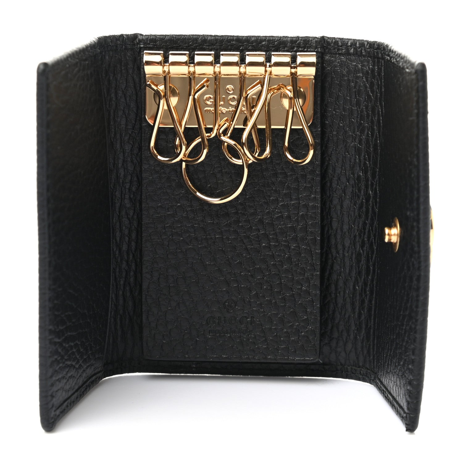 Gucci Pebbled Calfskin GG Marmont 6 Key Holder Black 5 of 9