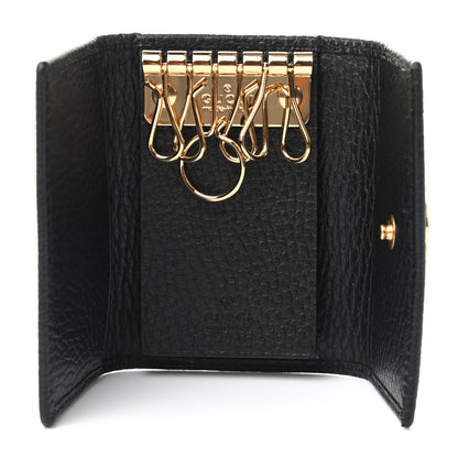 Gucci Pebbled Calfskin GG Marmont 6 Key Holder Black 5 of 9