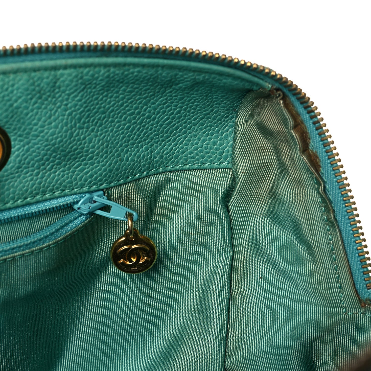 Chanel Caviar CC Large Shoulder Bag Green 12 of 16