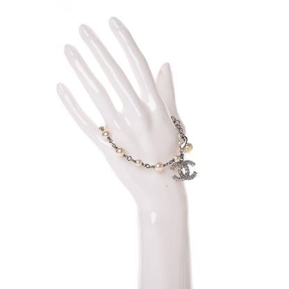 Chanel Baguette Crystal Pearl CC Bracelet Silver 2 of 8