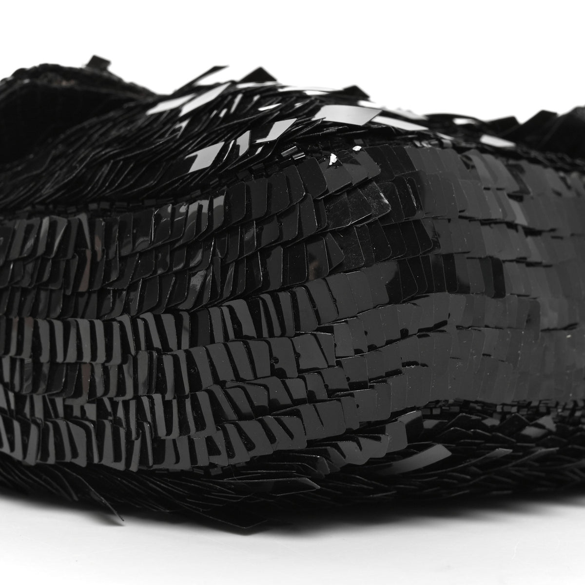 Sequin Paillettes Snakeskin Baguette Black