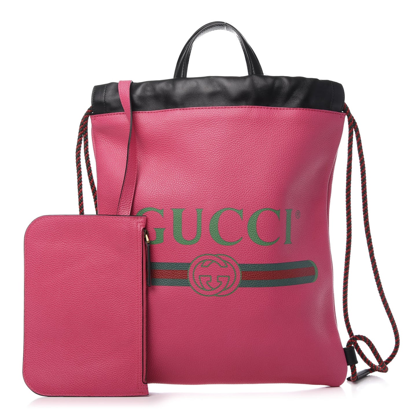 Grained Calfskin Logo Drawstring Backpack Box Pink Green Black