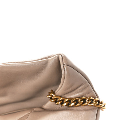 Saint Laurent Lambskin Quilted Toy Loulou Puffer Monogram Chain Satchel Dark Beige 12 of 13