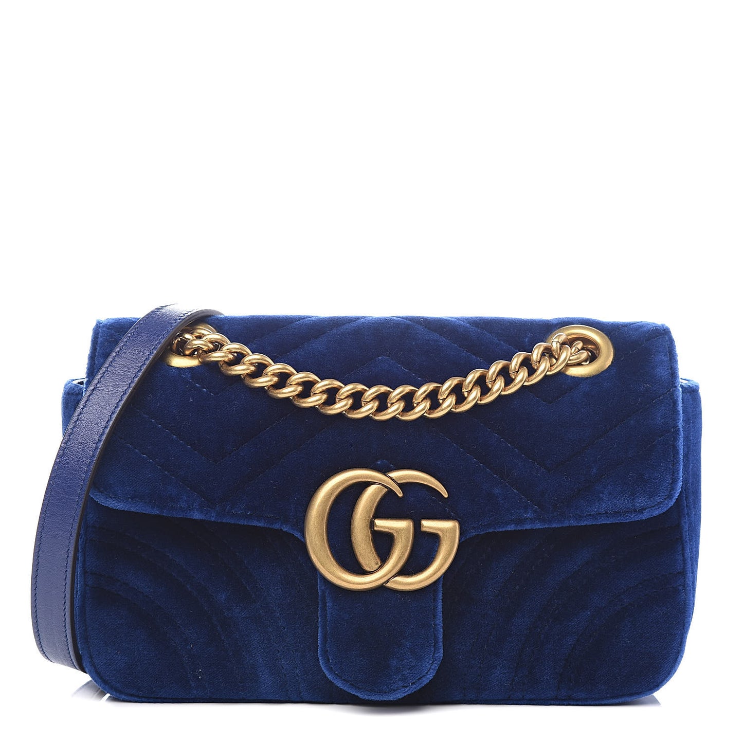 Velvet Matelasse Mini GG Marmont Shoulder Bag Cobalt Blue