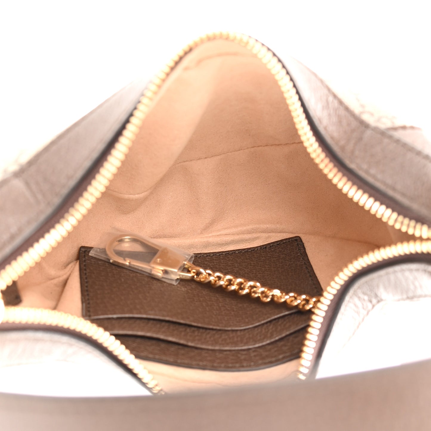 GG Supreme Monogram Textured Calfskin Web Mini Ophidia Half Moon Hobo Beige Ebony New Acero