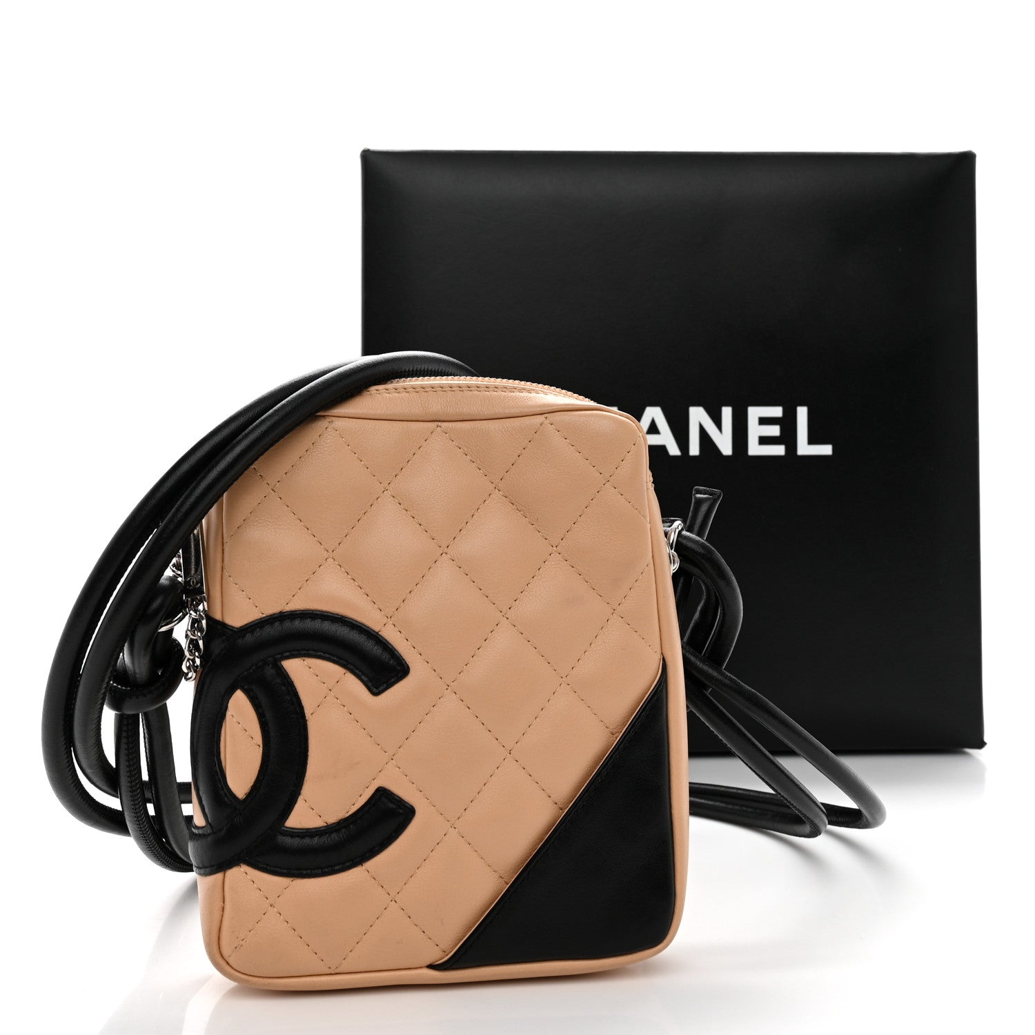 Chanel Calfskin Quilted Small Cambon Messenger Beige Black 11 of 11