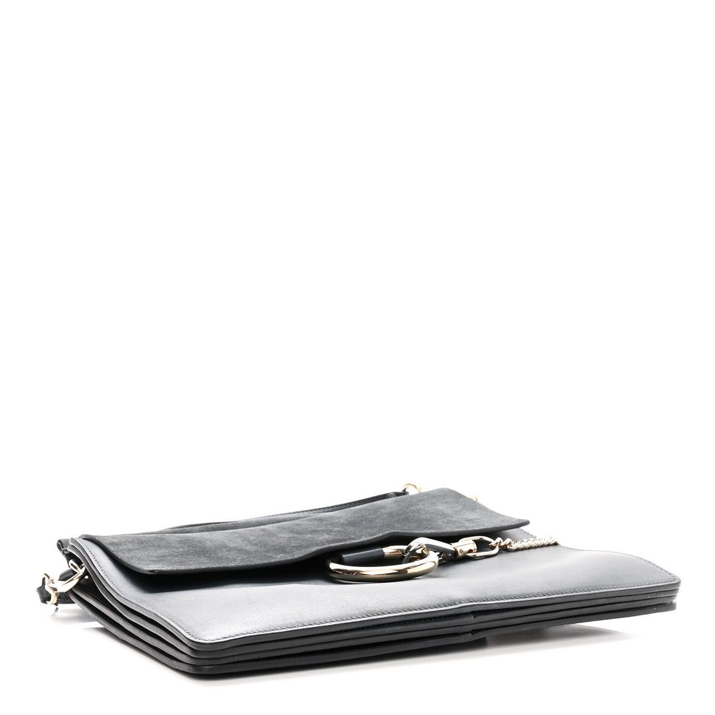 Suede Calfskin Medium Faye Shoulder Bag Silver Blue