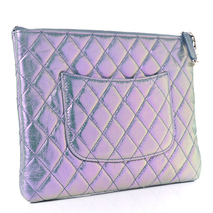 Chanel Iridescent Crumpled Calfskin CC Ripples Medium Cosmetic Case Purple 3 of 10