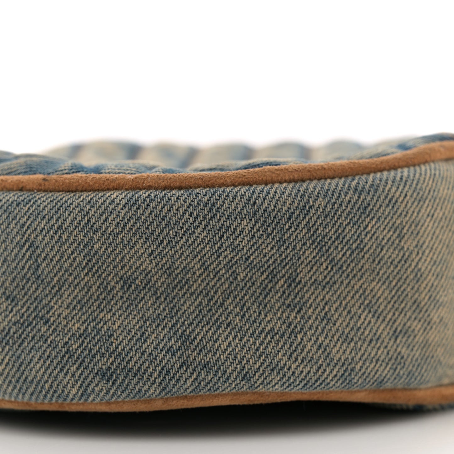 Denim Quilted Monogram Round Crossbody Bag Rodeo Blue
