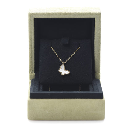 Van Cleef & Arpels 18K Yellow Gold Mother of Pearl Sweet Alhambra Butterfly Pendant Necklace 7 of 7