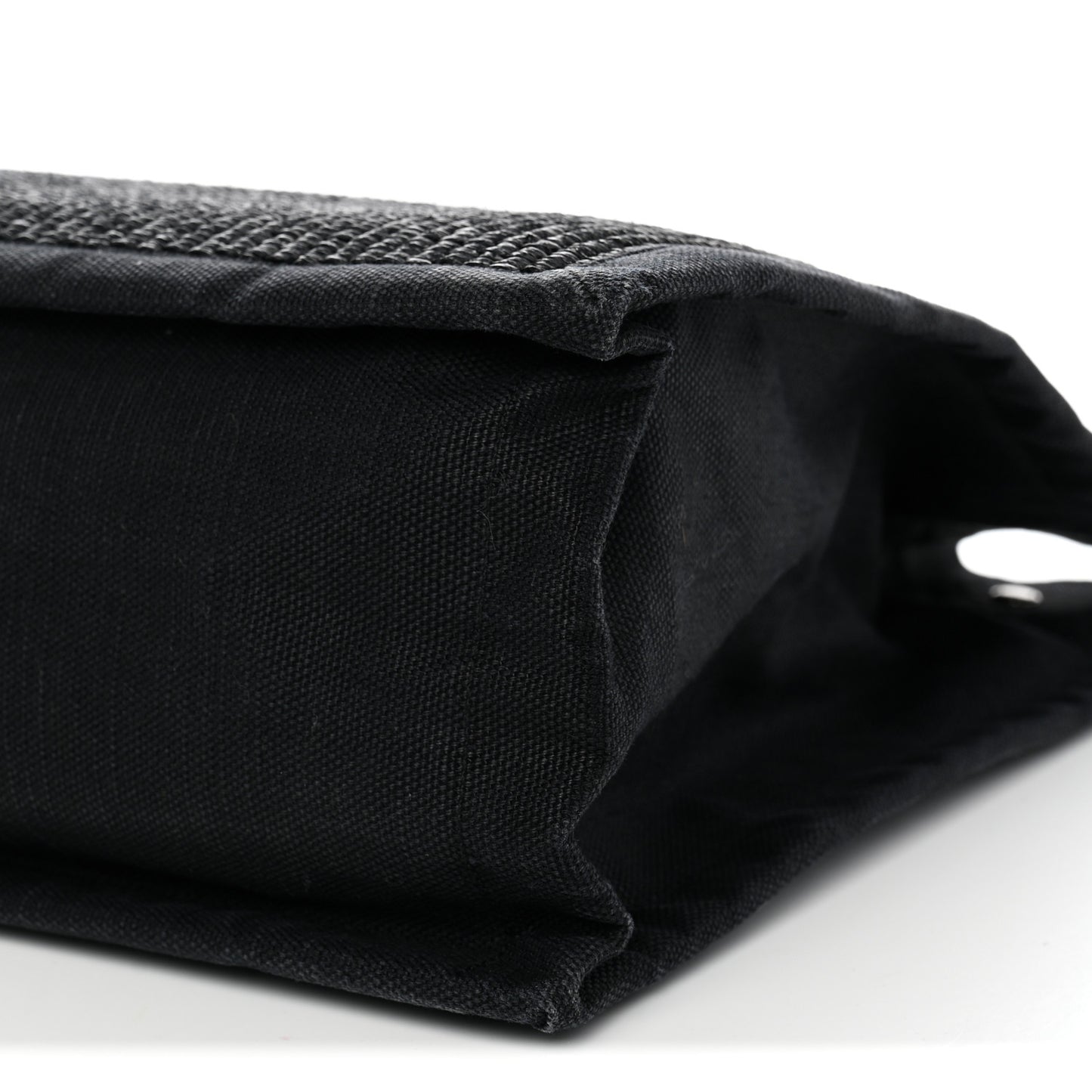 Raffia Linen Calfskin Rive Gauche Tote Black