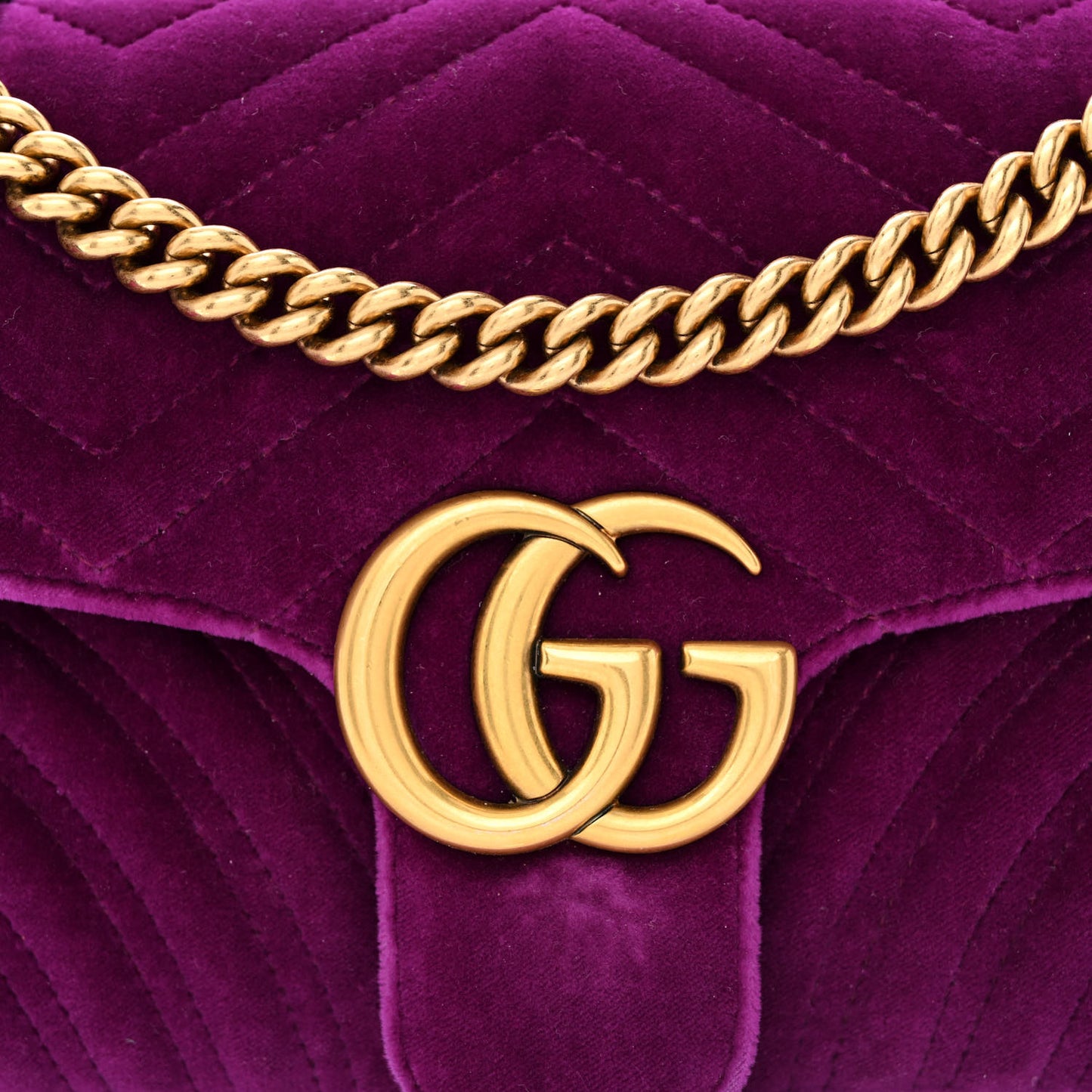 Velvet Matelasse Small GG Marmont Shoulder Bag Fuchsia Violet Cyclamen