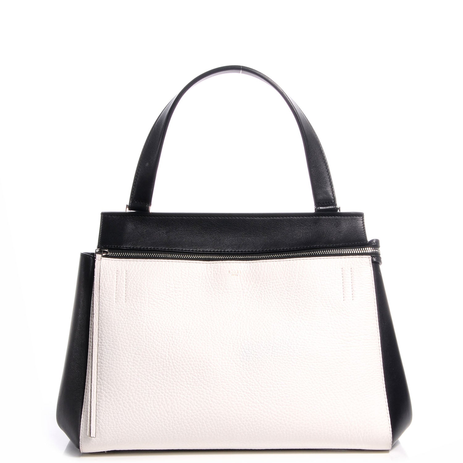 Celine Textured Calfskin Medium Bi-Color Edge Shoulder Bag Black White 1 of 9