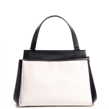 Celine Textured Calfskin Medium Bi-Color Edge Shoulder Bag Black White 1 of 9