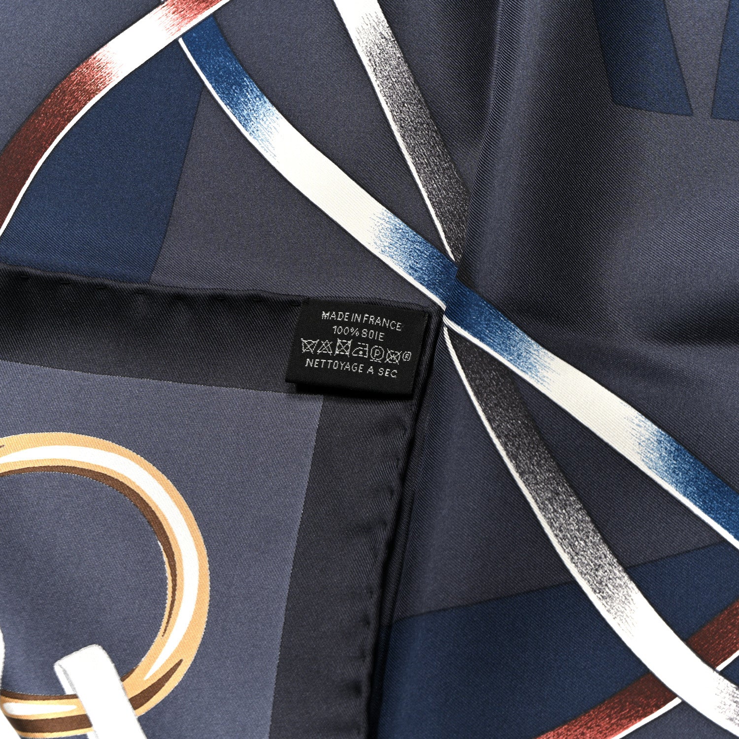 Hermes Silk Figure Artistique Scarf 90 Bleu Noir Brun Chocolate 3 of 6