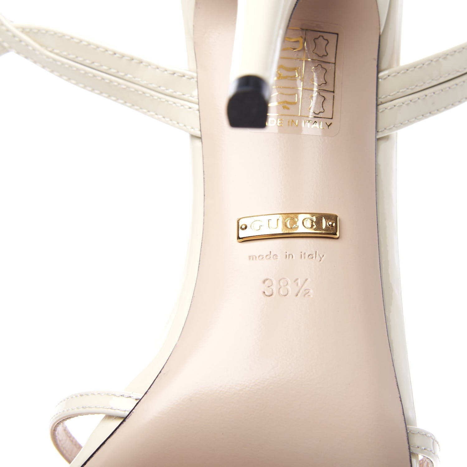 Gucci Vernice Crystal Sandals 38.5 Vintage White 9 of 10