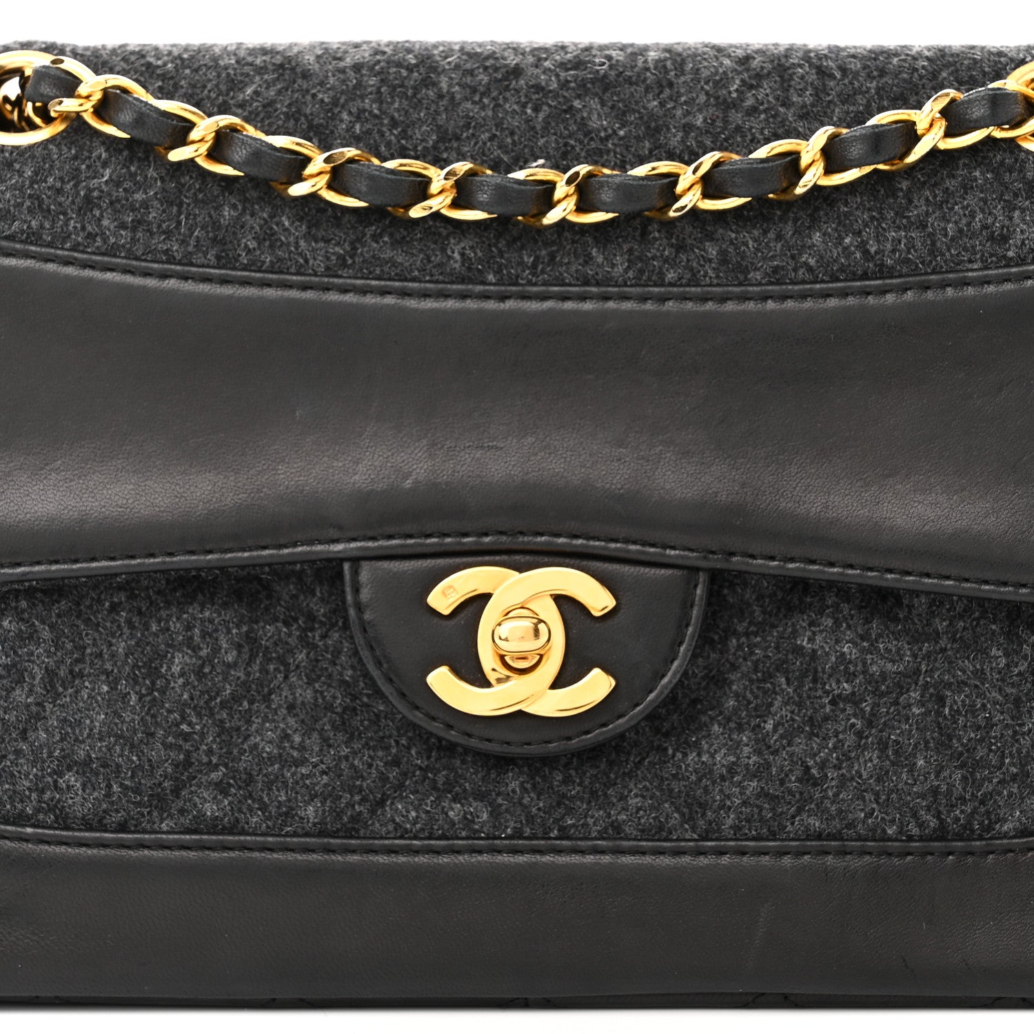 Chanel Lambskin Felt Quilted Small Single Flap With Pouch Grey Black 9 of 12