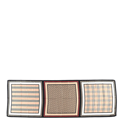 Burberry Silk Monogram Icon Stripe Check Print Scarf Archive Beige 1 of 3