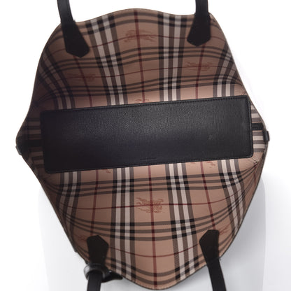 Burberry Grainy Calfskin Haymarket Check Medium Reversible Tote Black 12 of 26