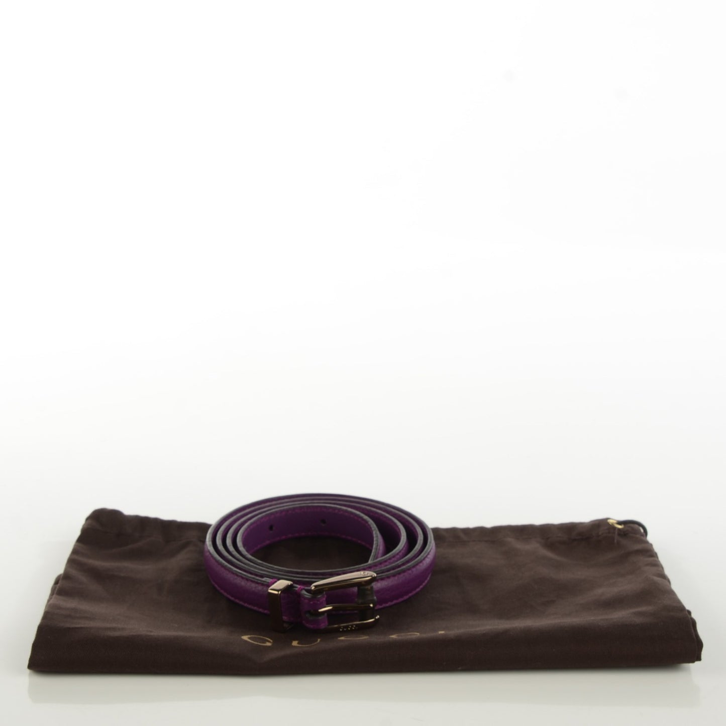 Calfskin Bamboo Buckle Skinny Belt Purple
