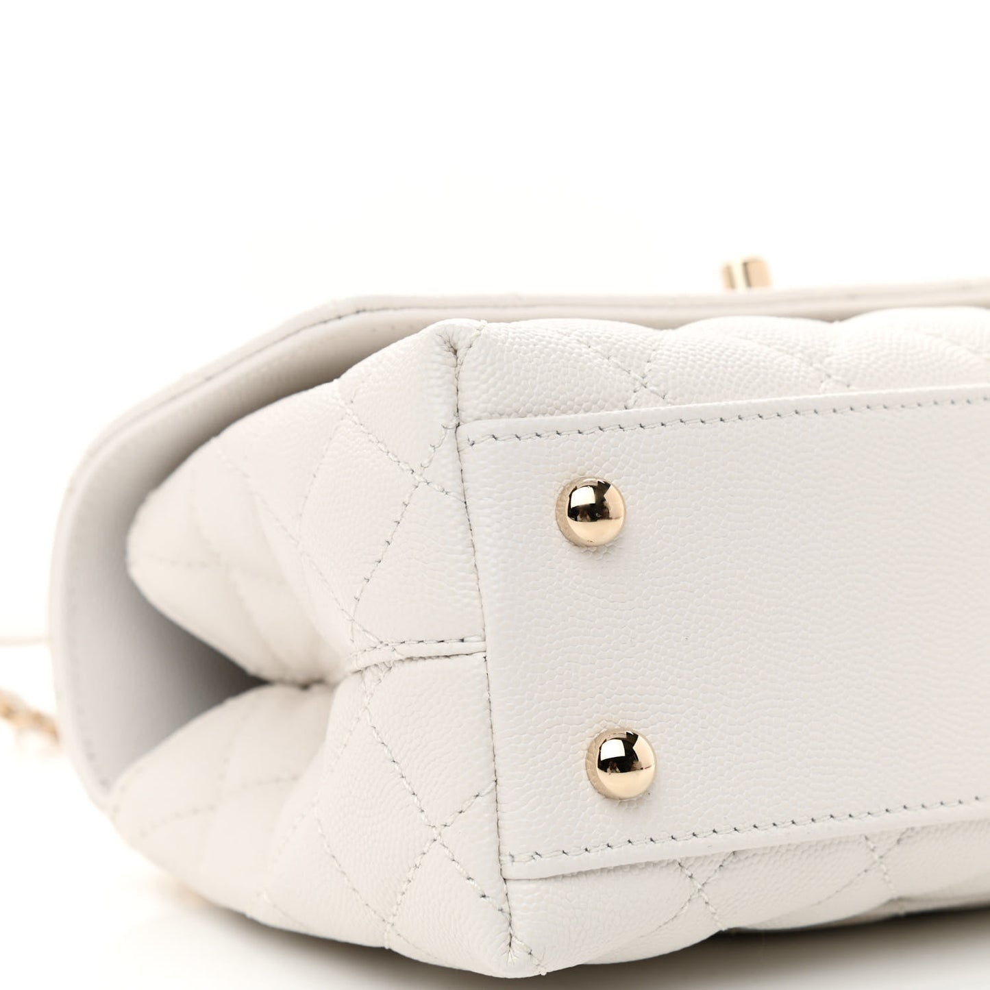 Caviar Quilted Mini Coco Handle Flap White