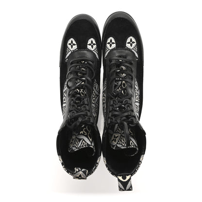 Louis Vuitton Suede Calfskin Jacquard Since 1854 Laureate Platform Desert Boots 38 Black 2 of 8