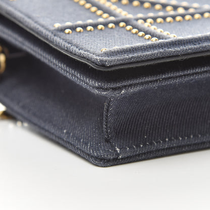 Christian Dior Denim Studded Wallet on Chain Pouch Blue 10 of 12