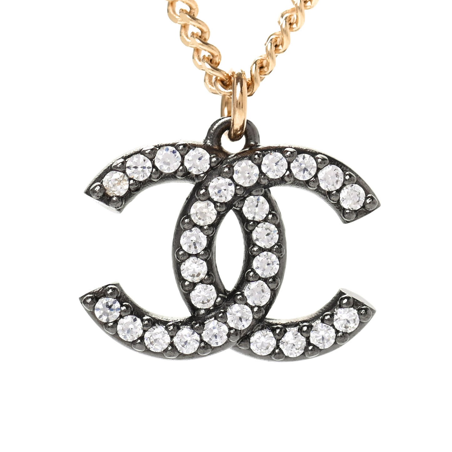 Crystal CC Pendant Necklace Gold