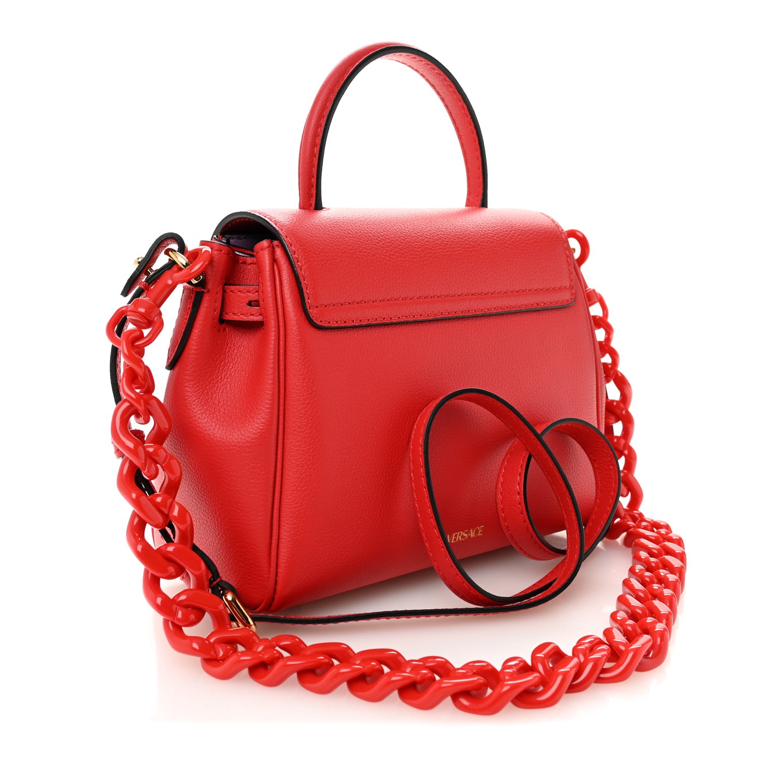 Versace Grained Calfskin Small La Medusa Top Handle Bag Red 3 of 10