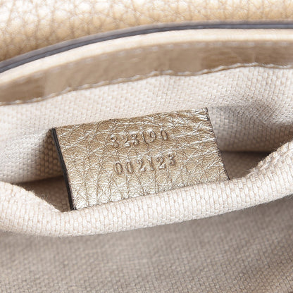 Gucci Metallic Pebbled Calfskin Small Soho Flap Crossbody Golden Beige 7 of 7