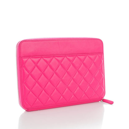 Chanel Lambskin Quilted Zipped Clutch Dark Pink 3 of 8
