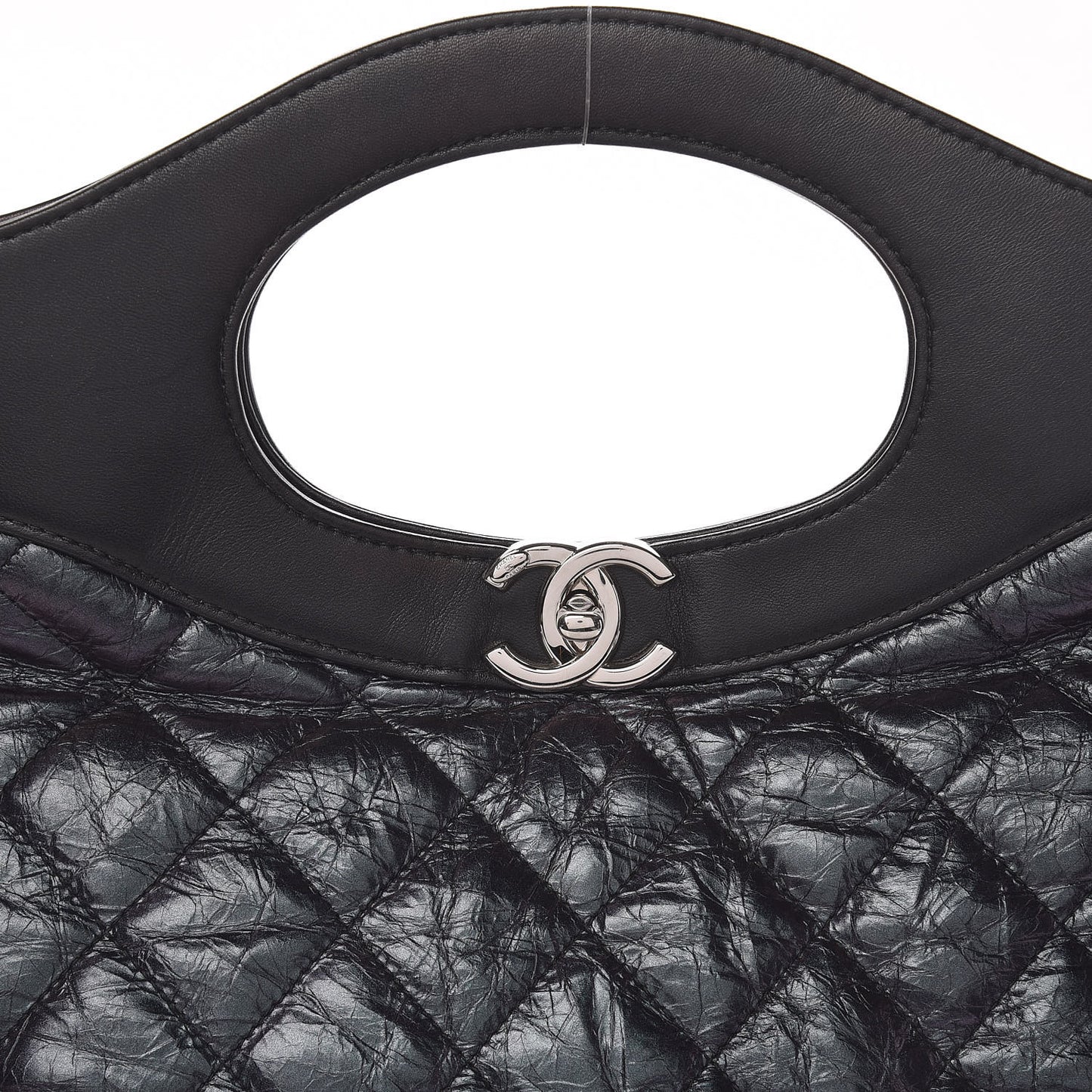 Aged Calfskin Quilted Large 31 Shopping Bag Black