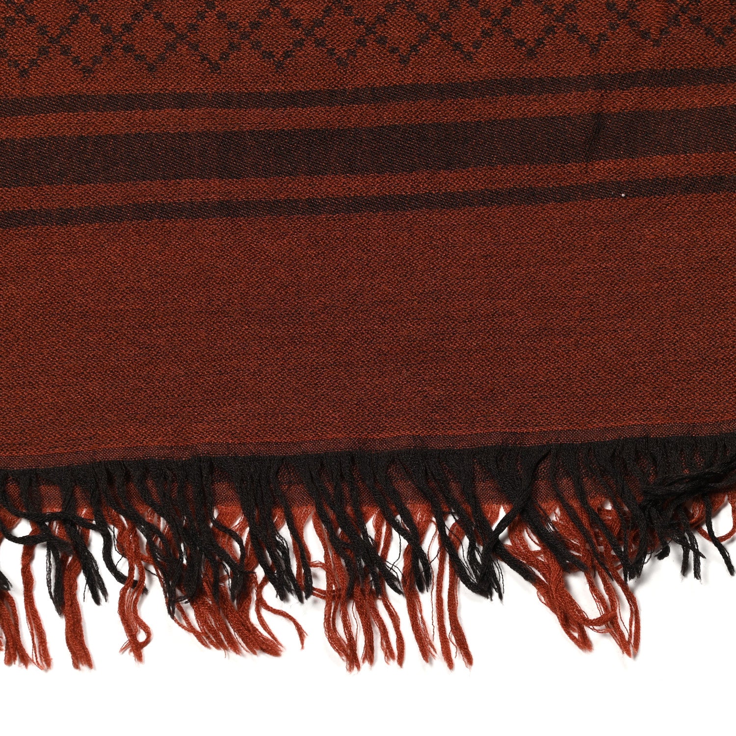 Gucci Wool Silk Fox Fur Monogram Shawl Scarf Orange Brown 4 of 6