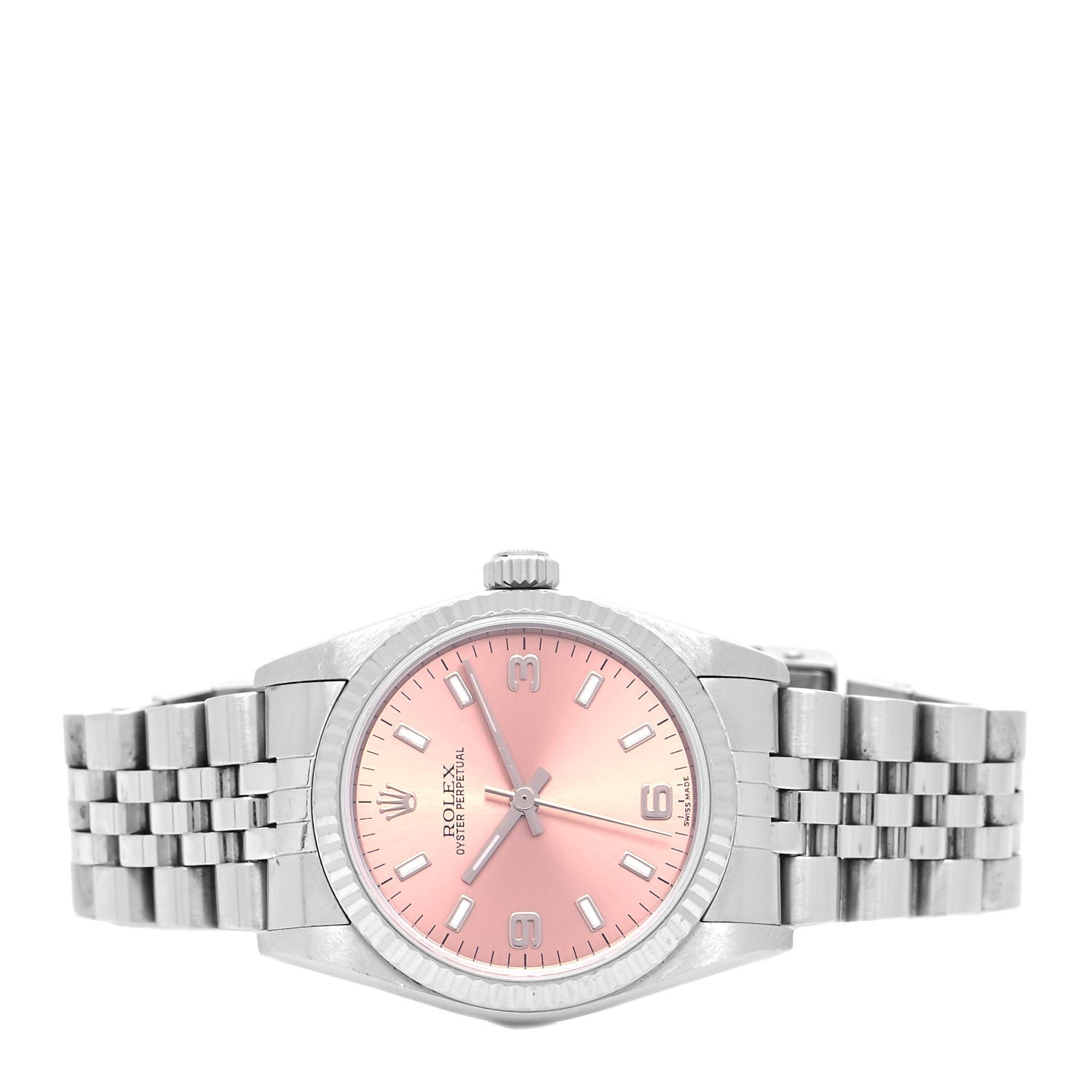 Rolex Stainless Steel 18K White Gold 31mm Oyster Perpetual Datejust Watch Pink 77014 2 of 5