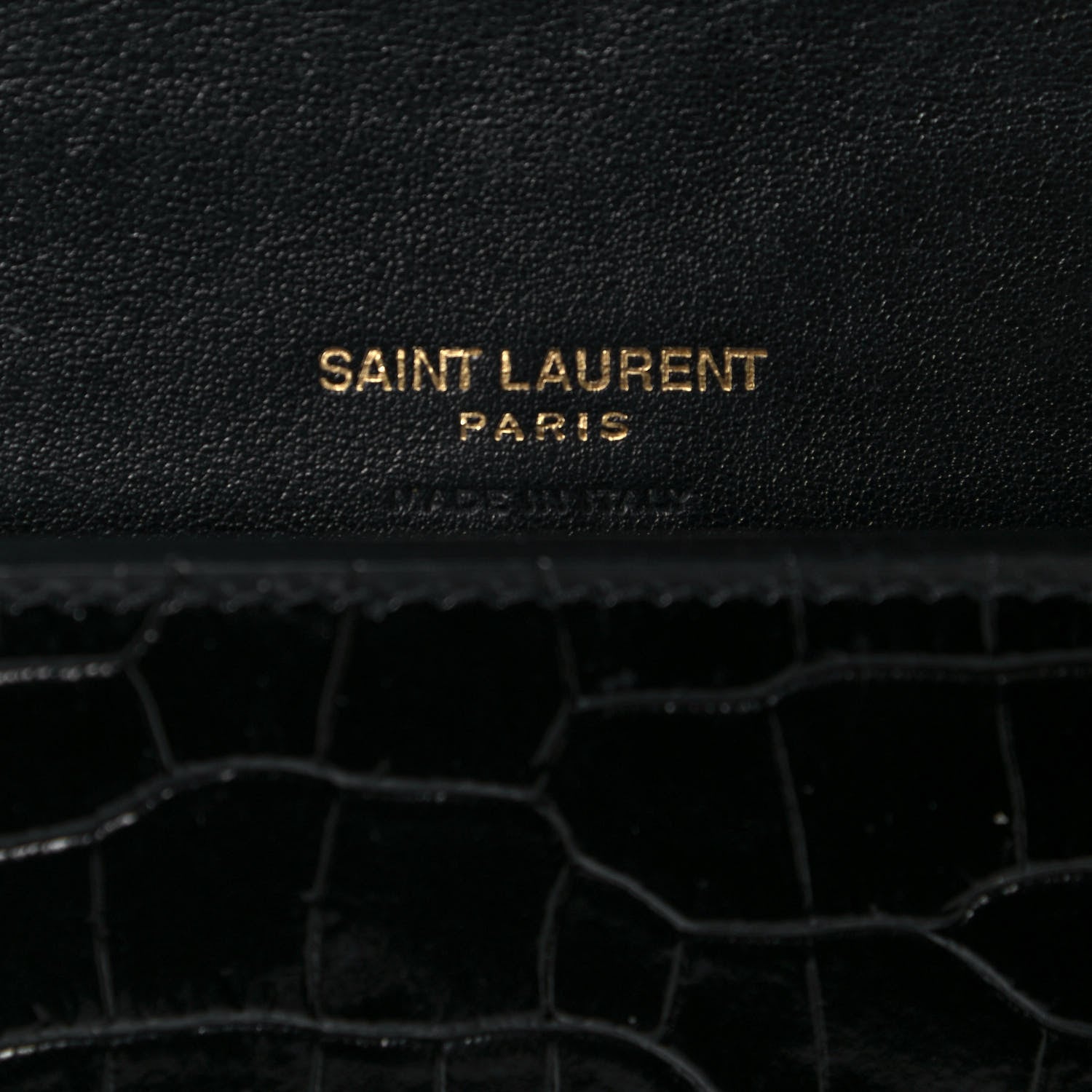 Saint Laurent Crocodile Embossed Monogram Phone Holder Crossbody Black 6 of 14