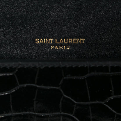 Saint Laurent Crocodile Embossed Monogram Phone Holder Crossbody Black 6 of 14