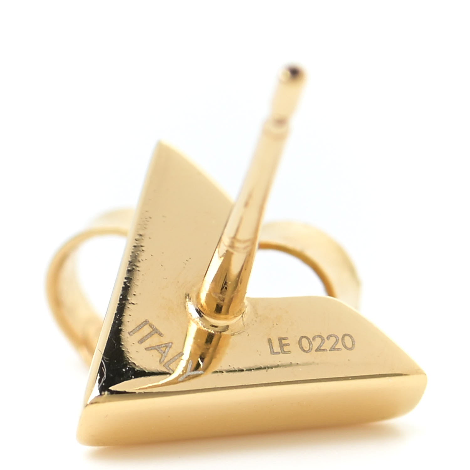 Louis Vuitton Brass Essential V Stud Earrings Gold 6 of 6