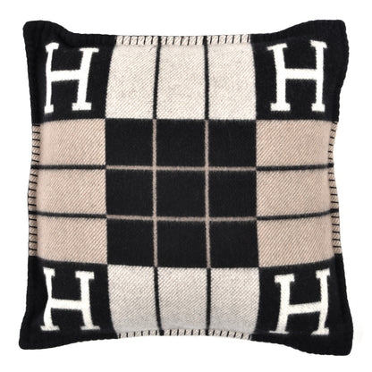 Hermes Wool Cashmere Avalon III Pillow PM Ecru Black 1 of 3