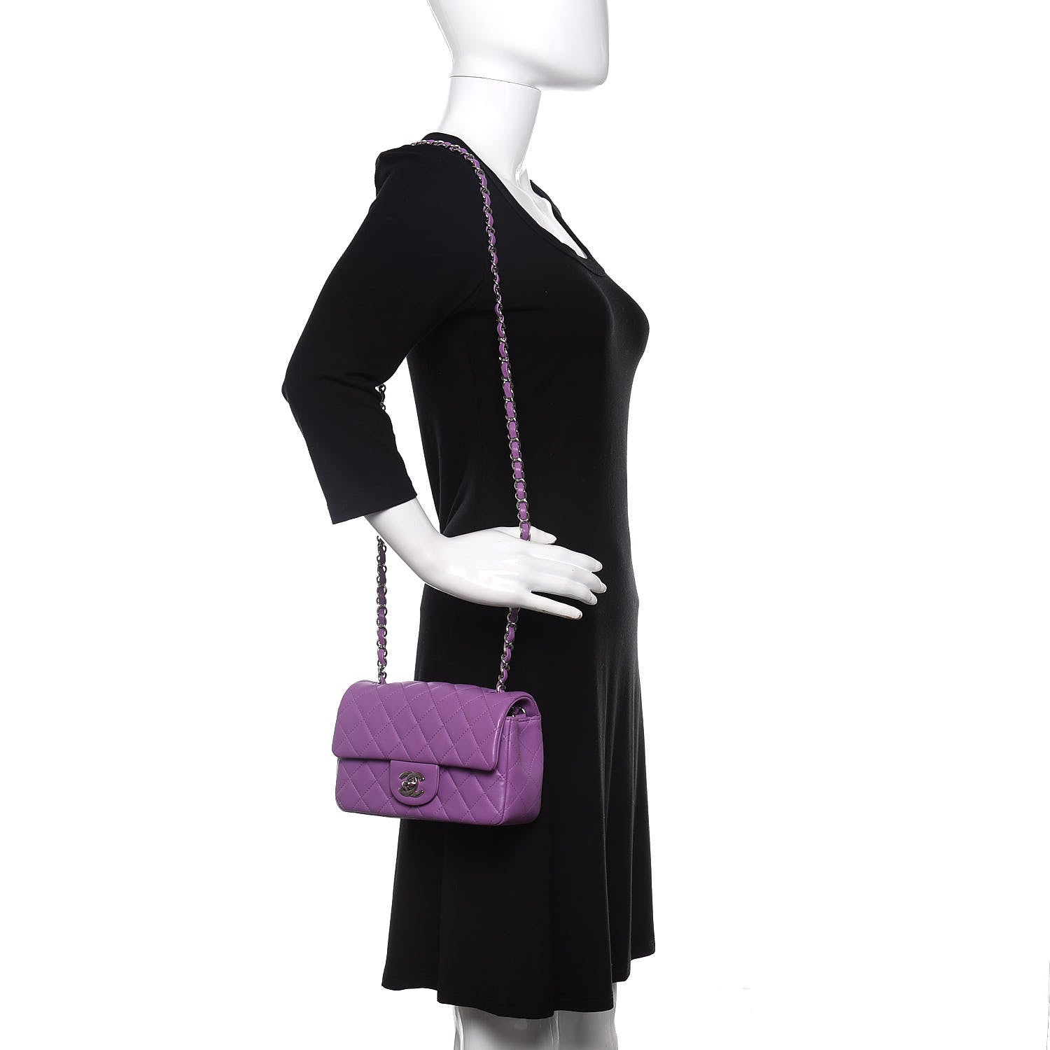 Chanel Lambskin Quilted Mini Rectangular Flap Purple 2 of 11