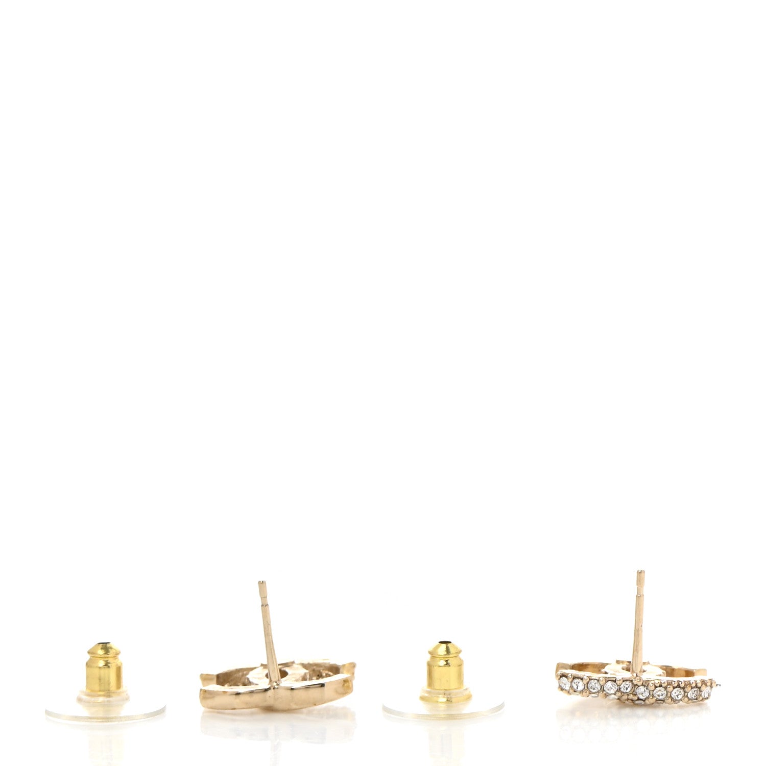 Chanel Crystal Metal CC Earrings Gold 3 of 5